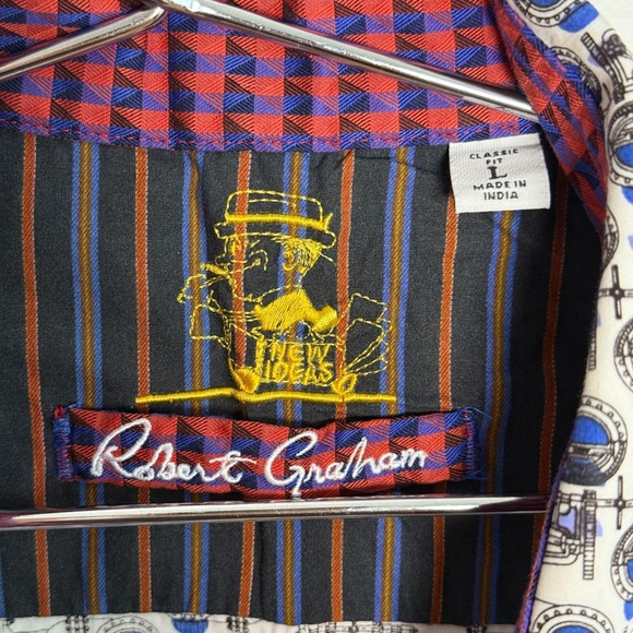 Robert‎ Graham Mechanic Engineering Size Large Short Sleeve Button Down Shirt - Picture 3 of 7